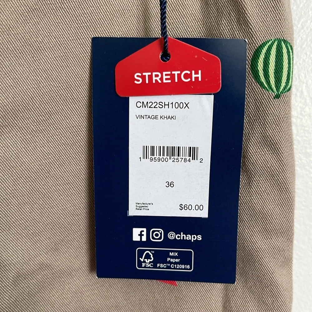 Chaps Coastland Wash Men's Vintage Khaki Watermelon Print Graphic Casual Shorts